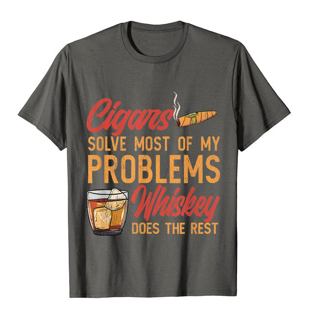 Cigar Smoker Cigar Lover Funny Whiskey Cigar T-Shirt For Men And Women.